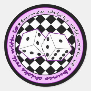 Sticker Rond Bunco Chicks Roll with It - Violet