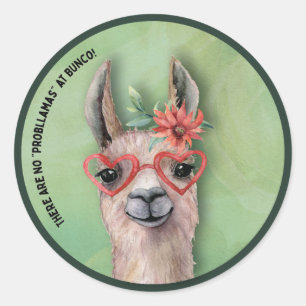 Sticker Rond Bunco Funny Cote Lllama