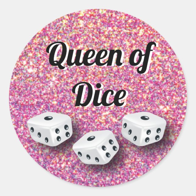 Sticker Rond Bunco Rose Glamourde Parties scintillant Dice (Devant)