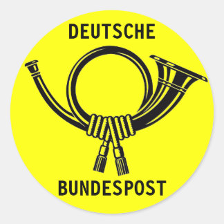 Sticker Rond BUNDESPOST POSthorn DEUTSCHE jaune #1
