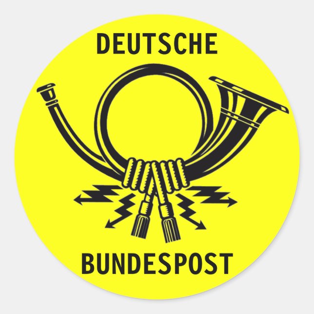 Sticker Rond BUNDESPOST POSthorn DEUTSCHE jaune #2 (Devant)