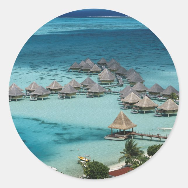 Sticker Rond Bungalows de l'hôtel Beachcomber (Devant)