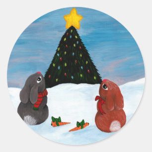 Sticker Rond Bunnies de Noël