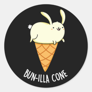 Sticker Rond Bunnilla Cone Funny Bunny Vanilla Dark BG