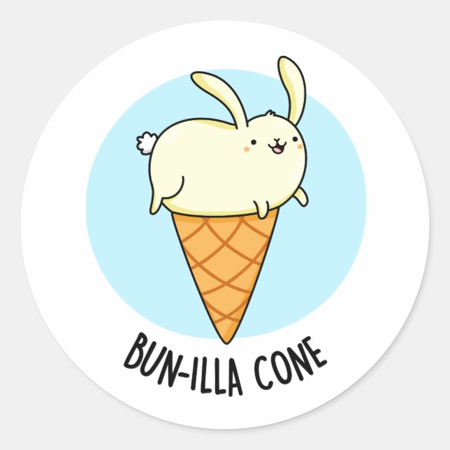 Sticker Rond Bunnilla Cone Funny Bunny Vanilla Pun crème glacée (Devant)