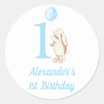 Bunny & Balloon Bleu 1er anniversaire