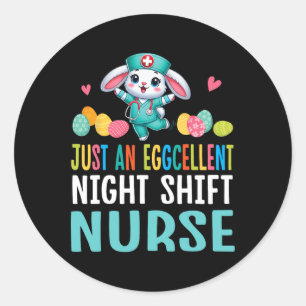 Sticker Rond Bunny Dance OEufs De Pâques Juste Une Soirée Éclat