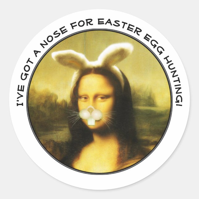 Sticker Rond Bunny de Pâques Mona Lisa (Devant)