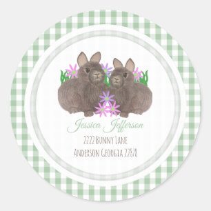 Sticker Rond Bunny de printemps 