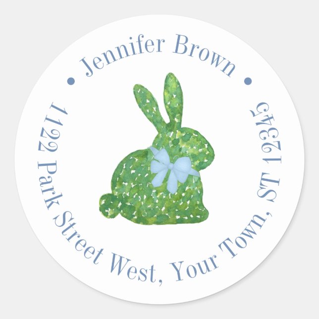 Sticker Rond Bunny de printemps Classy Baby Boy Shoy Adresse de (Devant)