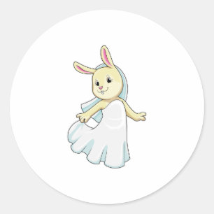 Sticker Rond Bunny en mariage avec Voile