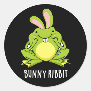 Sticker Rond Bunny Ribbit Funky Rabbit Frog Pun Dark BG