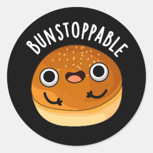 Sticker Rond Bunstoppable Funny Bun Pun Dark BG