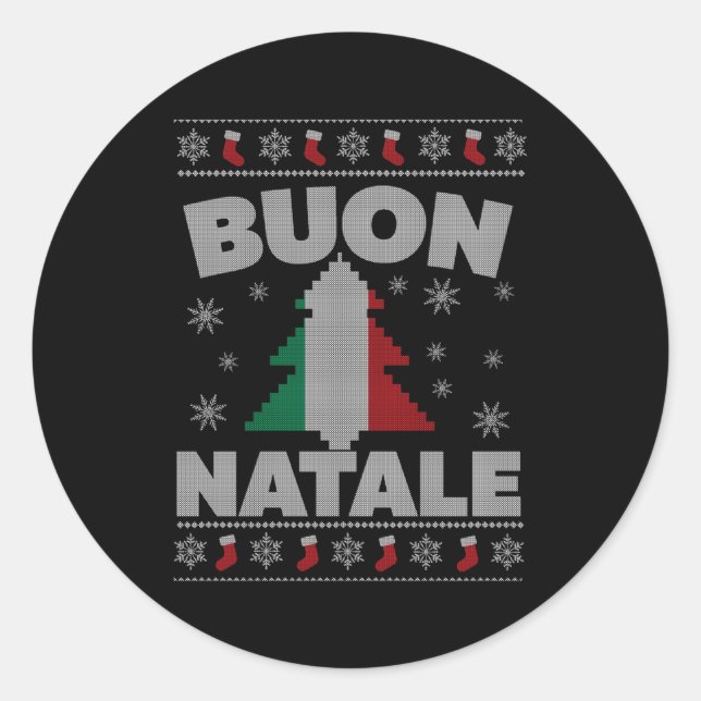 Sticker Rond Buon Natale Italien laid pour et (Devant)