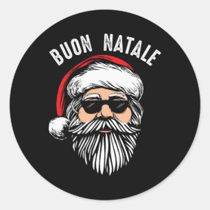 Sticker Rond Buon natale italien santa claus babbo drôle christ