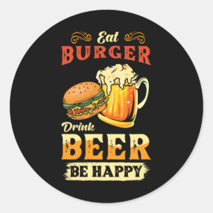 Sticker Rond Burger Et Bière