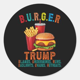 Sticker Rond Burger Trump Blâme Mine Fuit Gazé Esquive
