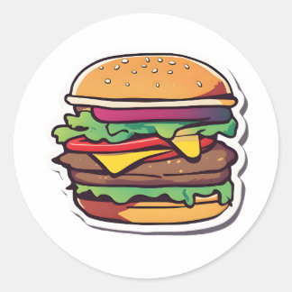 Sticker Rond Burgers multicolores à couches éclatantes 007