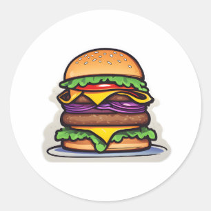 Sticker Rond Burgers multicolores à couches éclatantes 017