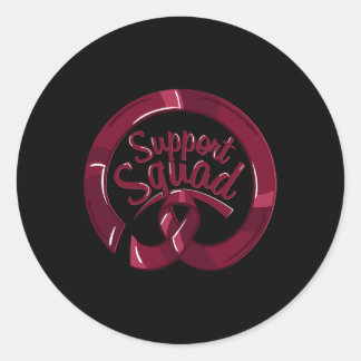 Sticker Rond Burgundy Ribbon Support Squad Cerveau Aneurysme Aw