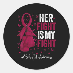 Sticker Rond Burgundy Ribbon Survivor Fighter Sickle Cell Aware