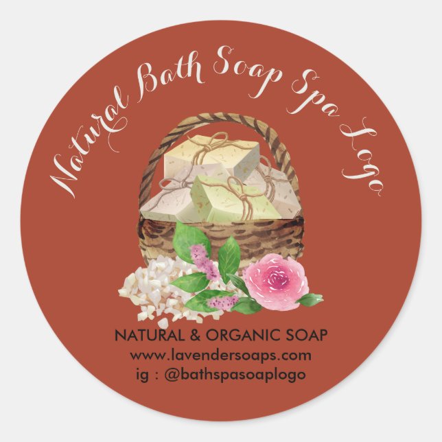Sticker Rond Burgundy Russe Lavender Spa savon (Devant)