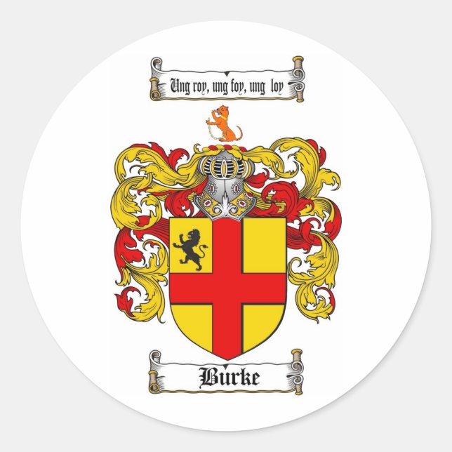 STICKER ROND BURKE FAMILLE CREST - BURKE COAT OF ARMS (Devant)