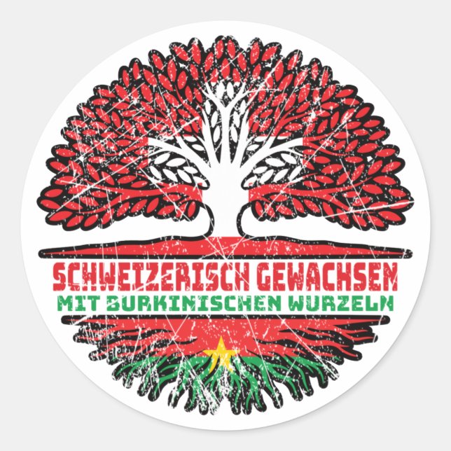 Sticker Rond Burkina Faso Burkina Suisse Arbre (Devant)