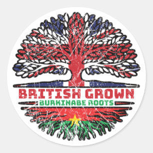Sticker Rond Burkina Faso Burkinabé Britannique Drapeau des rac