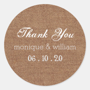 Sticker Rond Burlap Chalk Flourdissant Merci Mariage