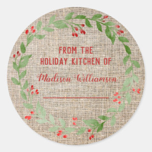 Sticker Rond Burlap Cuisine de vacances Canne   Confiture maiso