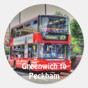 Sticker Rond Bus Red London Double Decker - Angleterre, Royaume