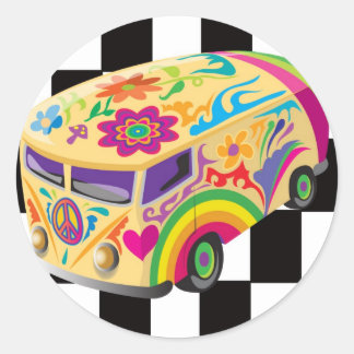 Sticker Rond Bus rétro
