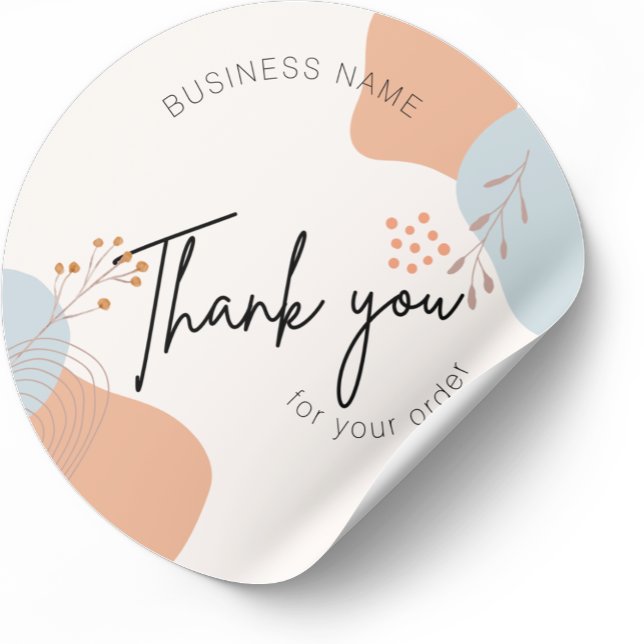 Sticker Rond Business Boho Merci Botanique Pour Votre Commande (Créateur téléchargé)