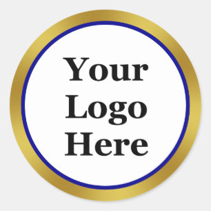 Sticker Rond Business Dark Blue White et Gold Votre logo ici