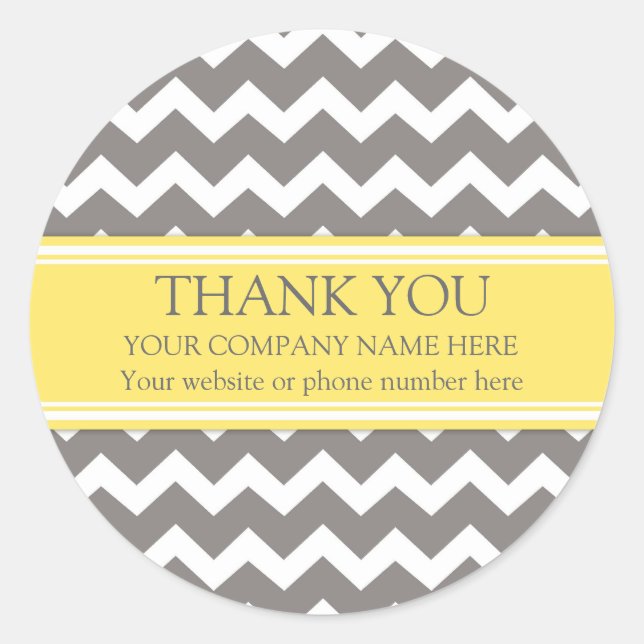 Sticker Rond Business Merci Nom de l'entreprise Grey Chevron (Devant)