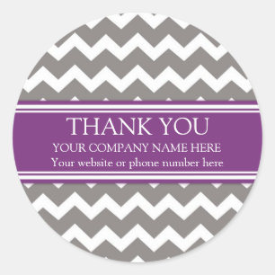 Sticker Rond Business Merci Nom de l'entreprise Plum Grey Chevr