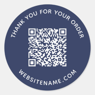 Sticker Rond Business QR Code Client Merci Marine Blue