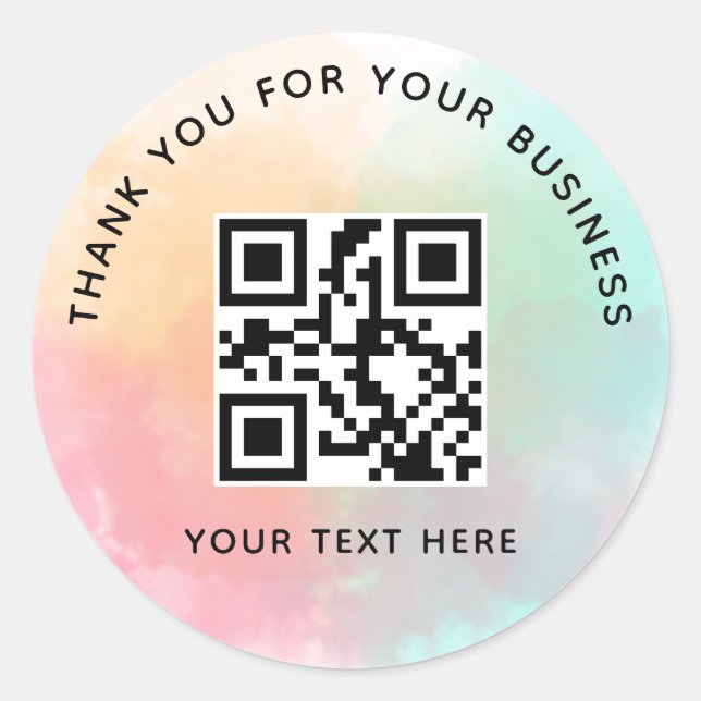 Sticker Rond Business Thank You Custom QR Code Colorful (Devant)