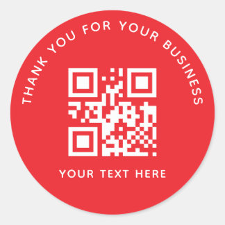 Sticker Rond Business Thank You Custom QR Code Red