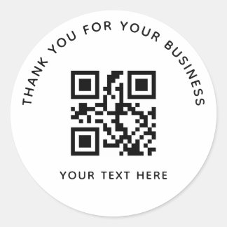 Sticker Rond Business Thank You Custom QR Code White