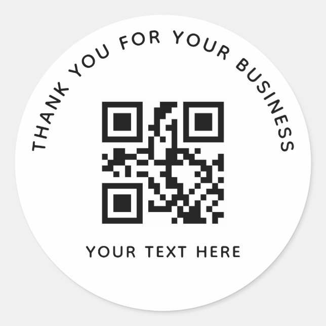Sticker Rond Business Thank You Custom QR Code White (Devant)