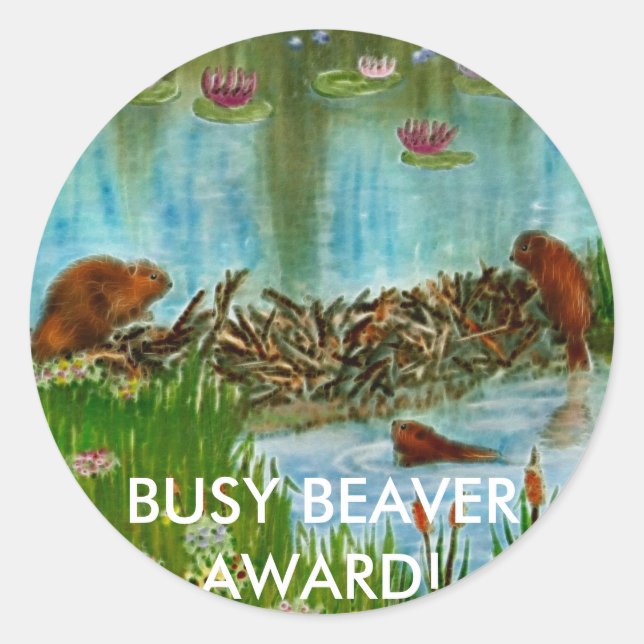 Sticker Rond BUSY BEAVER KIDS cadeaux (Devant)