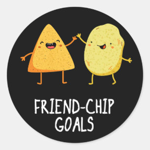 Sticker Rond Buts de chips amusant Puce de chips foncé BG
