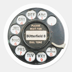 Sticker Rond BUtterfield8, ancien numéro de téléphone, modifier