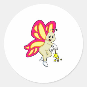 Sticker Rond Butterfly as Wizard with Magic Mur