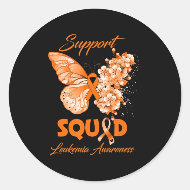 Sticker Rond Butterfly Support Squad Leukemia Awareness  (Devant)