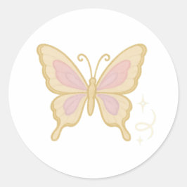 Sticker Rond Butterfly with Pearlescent Wings