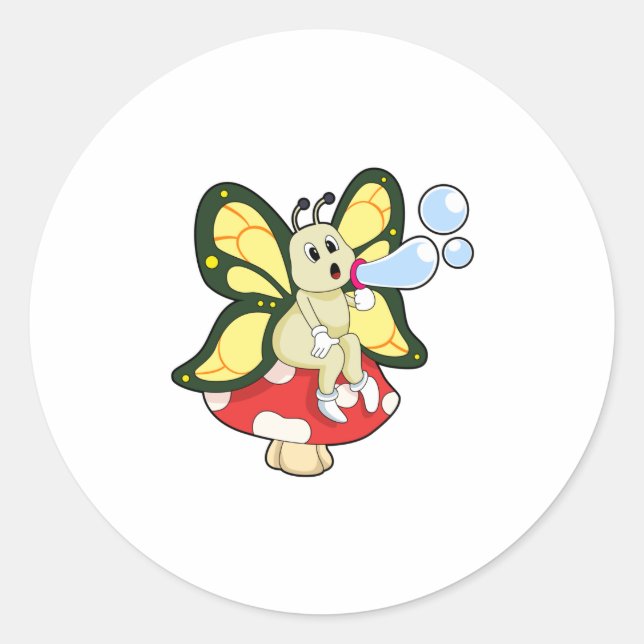 Sticker Rond Butterfly with Soap bubbles (Devant)