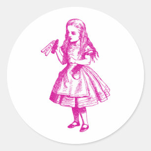 Sticker Rond Buvez-moi a encré le rose